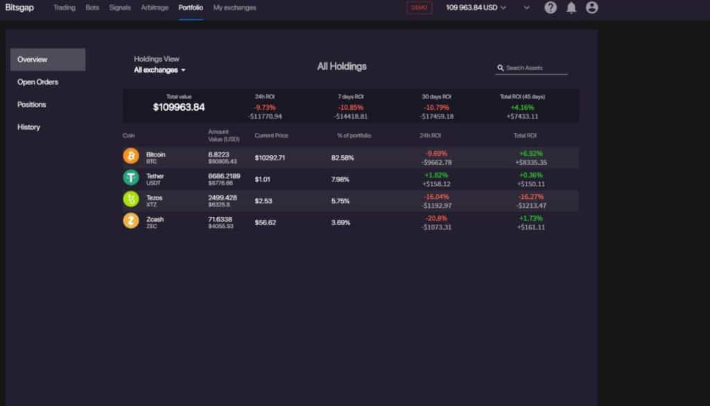 Bitsgap Portfolio tracking