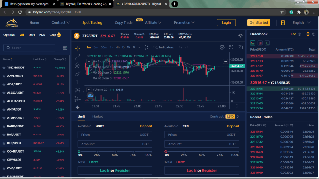 BYDFI User Interface