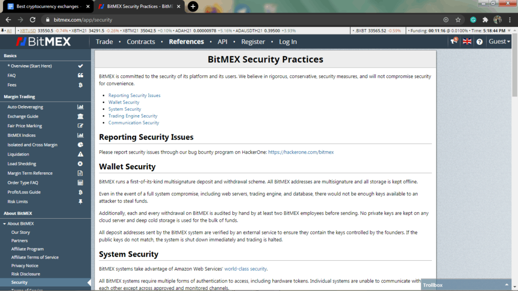 Best Crypto Exchanges - Top 12 cryptocurrency exchange 32 Bitmex security practices