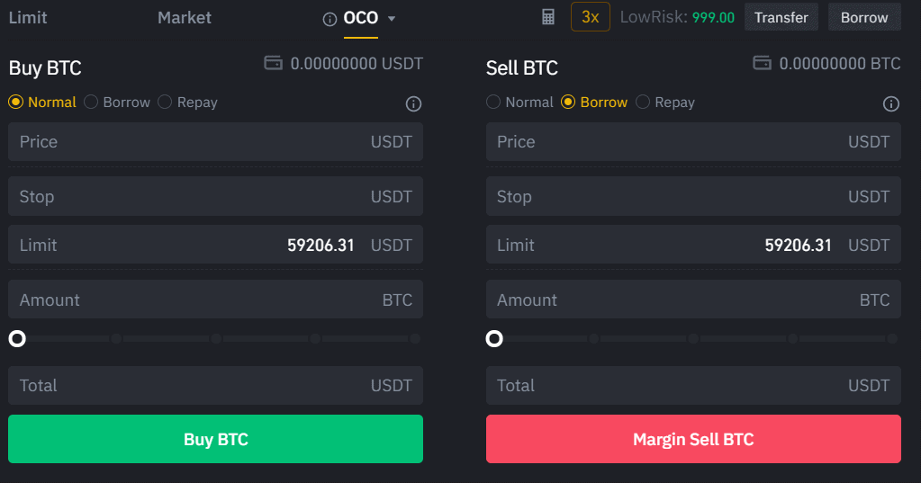 Binance OCO order