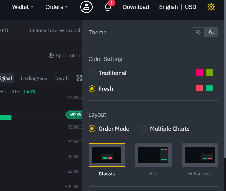 Binance Trading UI Customisation 