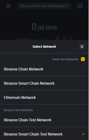 Set up MetaMask for Binance Smart Chain or BNB Chain 9 Selecting Testnet