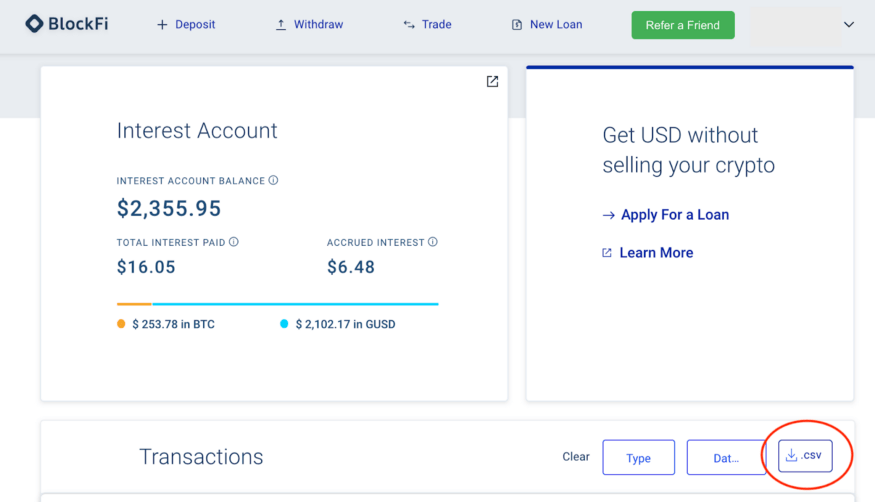 BlockFi Review: Is BlockFi the Safest way to Earn Crypto Interest? 4 BlockFi review: Download your transactions history