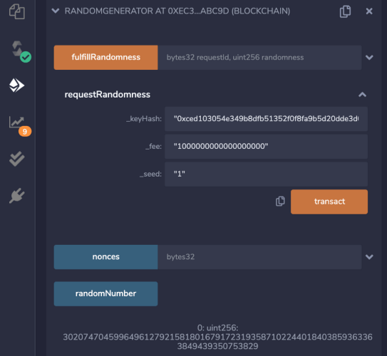 How to Generate Random Numbers on Ethereum Using VRF 10 Figure 12: Receiving the random number