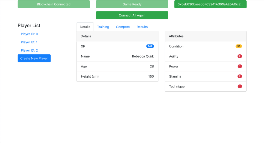 Ethereum Simulation Game — Part 5 - Competing Against Other Players 3 Figure 2: Interface After
