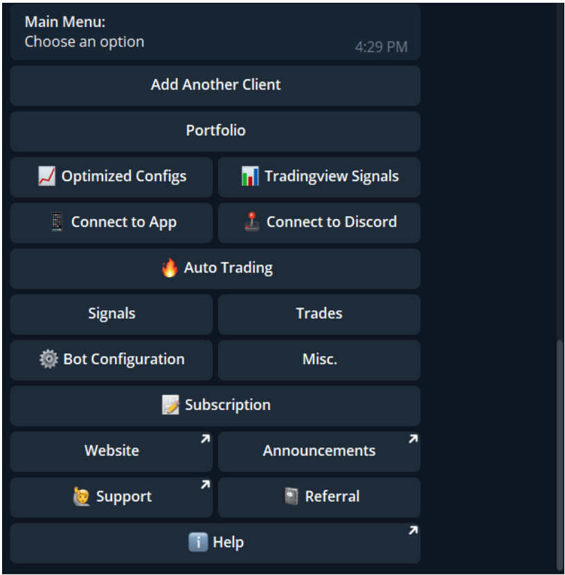 Cornix Telegram Crypto Trading Bot Settings