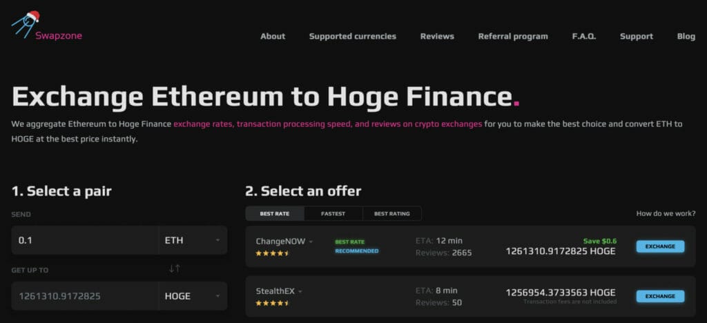 HOGE on Swapzone