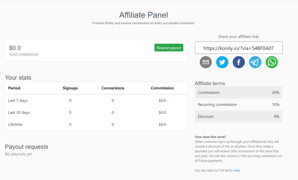 Referral payouts from Koinly