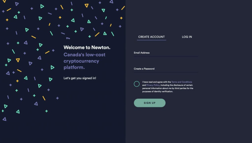 Newton Exchange Review - A Safe Canadian Crypto Exchange 1 Create an account on Newton