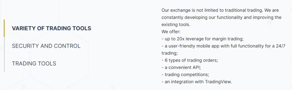 WhiteBit vs BitMart vs BYDFI - Total Comparison 4 WhiteBit Features
