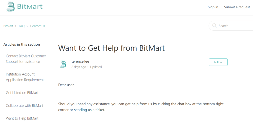 BitMart Customer Support