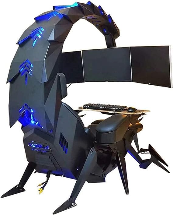 GAMVDOUT Multi -Screen Encoding Cabin Workstation Office Cockpit Gaming Station Video Gaming Chair Computer Table